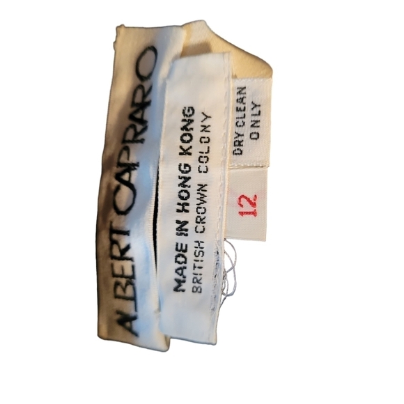 Vintage Albert Capraro Dress Blue 100% Silk And Cream Size 12 - Picture 2 of 2